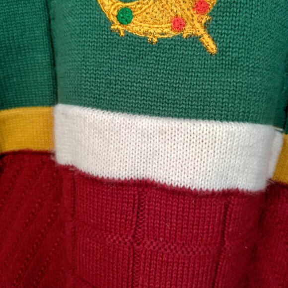 Vintage 1990s Emerald Isle Sweater Men Medium Colorblock Celtic Brooch Ireland - Picture 10 of 14